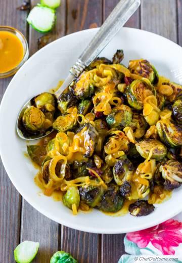 Roasted Brussel Sprouts with Coconut Curry Sauce