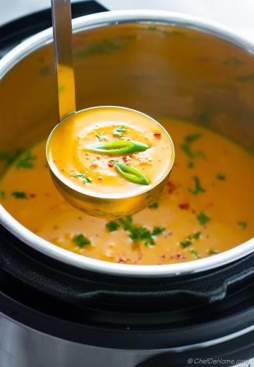 Thai Butternut Squash Soup with Coconut Milk (Creamy, Spicy)