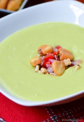 Chilled Avocado and Roasted Corn Soup