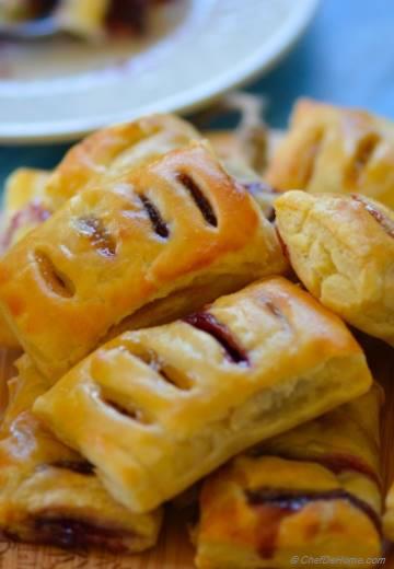 Petite Pastry Bites with Blueberry and Homemade Sour Grapes Preserve