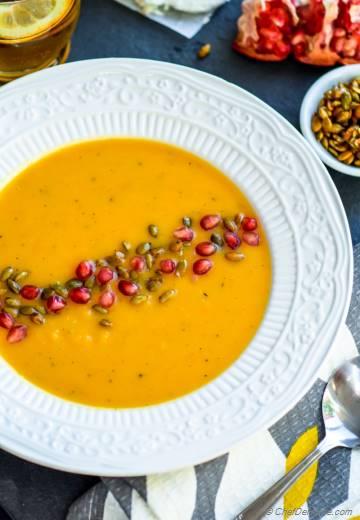 Roasted Butternut Squash Soup with Goat Cheese