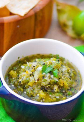 Fire Roasted Tomatillo Salsa - My other Chipotle Mexican Grill Favorite