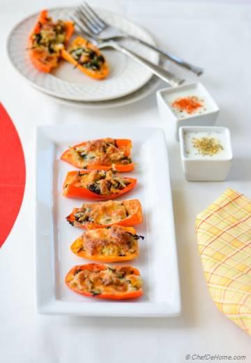 Leftover Stuffing Stuffed Sweet Peppers with Two Kinds Buttermilk Dips