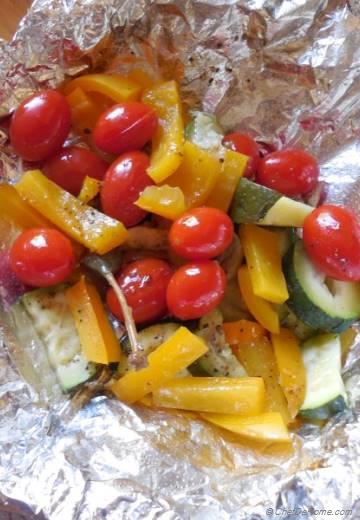 Zucchini and Peppers Grilled In a Foil