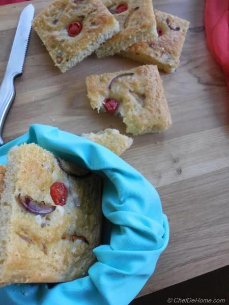 Onion and Cherry Tomato Focaccia