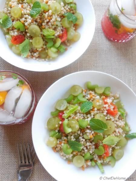 Israeli Couscous Salad with Crunchy Celery and Sweet Grapes
