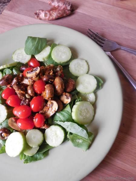 Cucumber and Mushroom Salad with Turmeric Vinaigrette