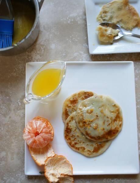 Mini Eggless Crepes in Tangerine Syrup