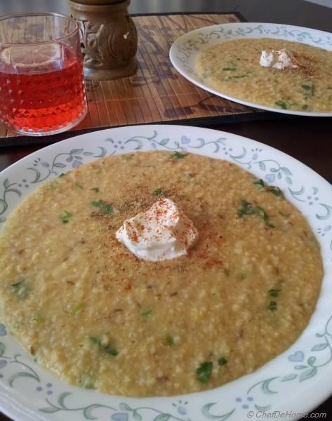 Cracked Wheat and Lentils Porridge