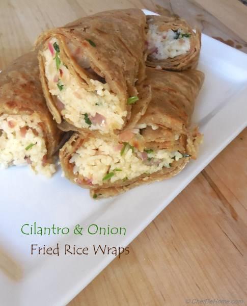 Cilantro and Onion Fried Rice Wrap