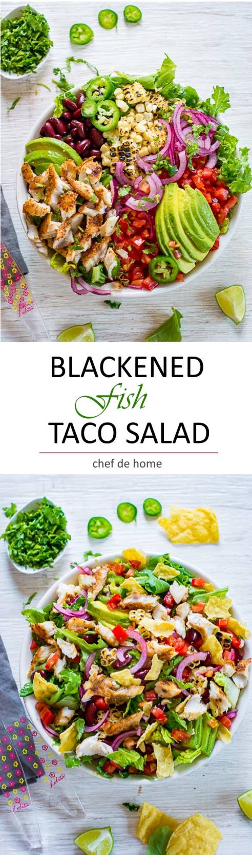 Blackened Fish Taco Salad Recipe | ChefDeHome.com