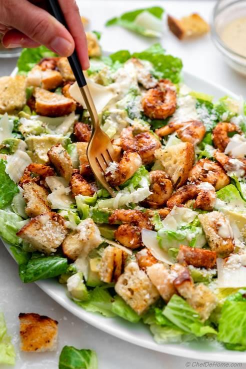 Shrimp Caesar Salad Recipe | ChefDeHome.com