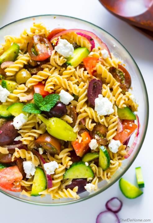 Ultimate Greek Pasta Salad Recipe | ChefDeHome.com