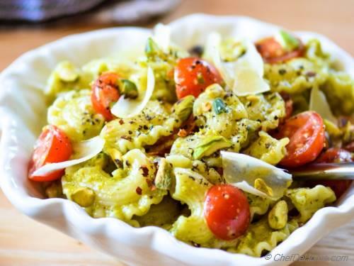 Pasta with Basil and Pistachio Pesto