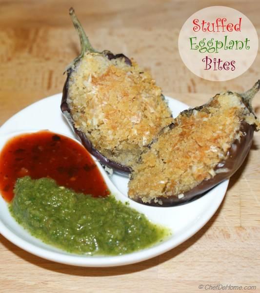 Stuffed Baby Eggplant Bites