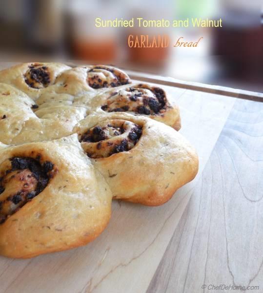 Sun-Dried Tomato and Walnut Garland Bread