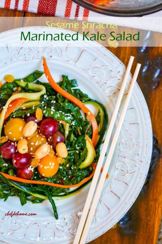 Sesame Sriracha Marinated Kale (Egg Nests) Salad Recipe