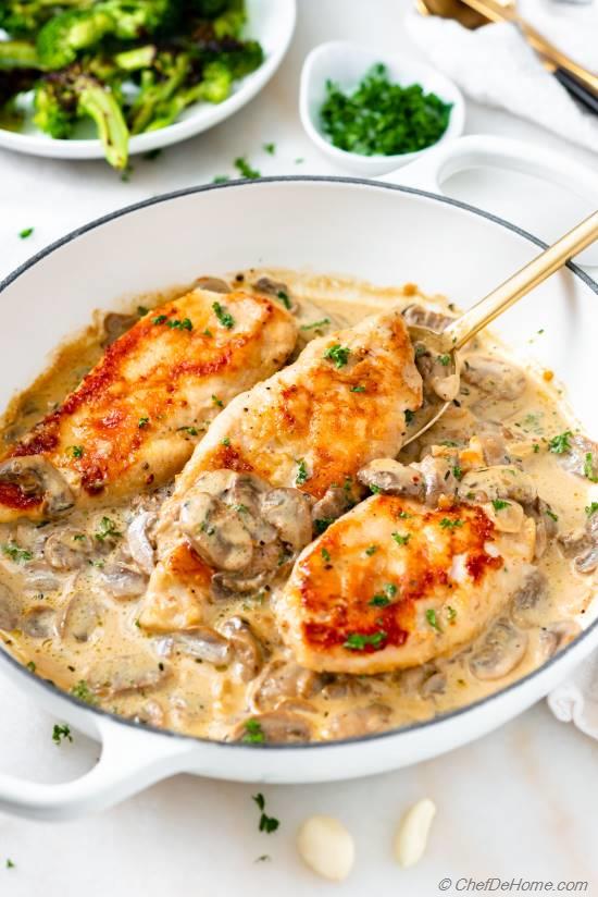 Chicken Mushroom Cream Sauce Recipe | ChefDeHome.com