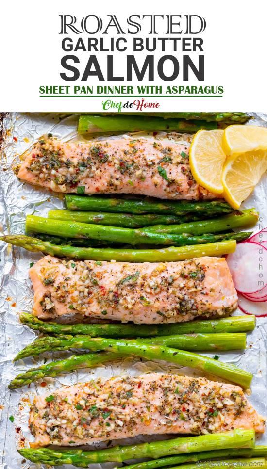 Garlic Butter Roasted Salmon with Asparagus Recipe