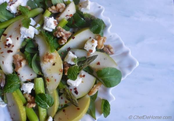 Shaved Asparagus and Pear Salad with Goat Cheese