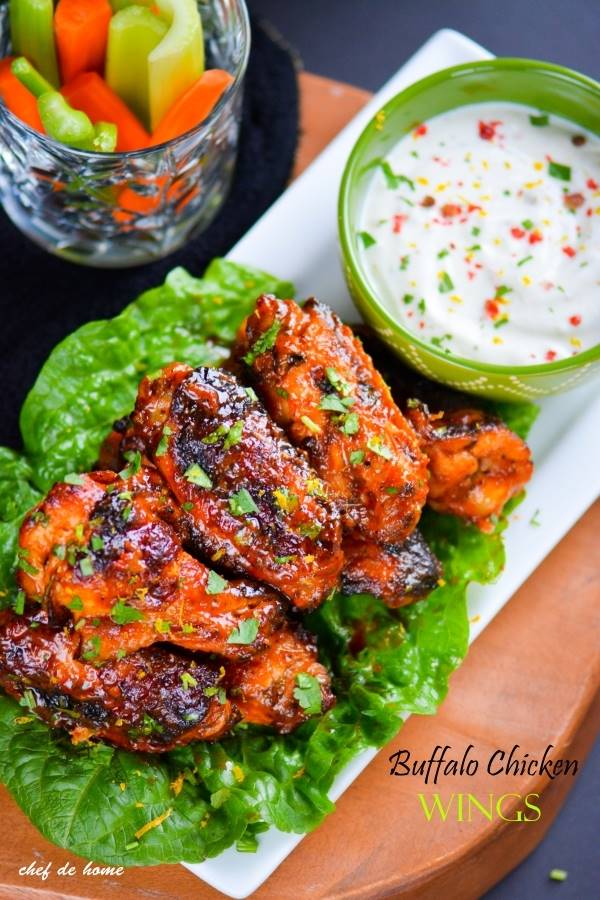 Honey Tangerine Buffalo Chicken Wings with Yogurt Ranch Dip