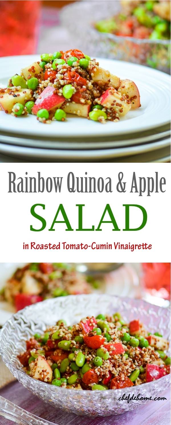 Rainbow Quinoa and Apples Salad with Roasted Tomato-Cumin Vinaigrette