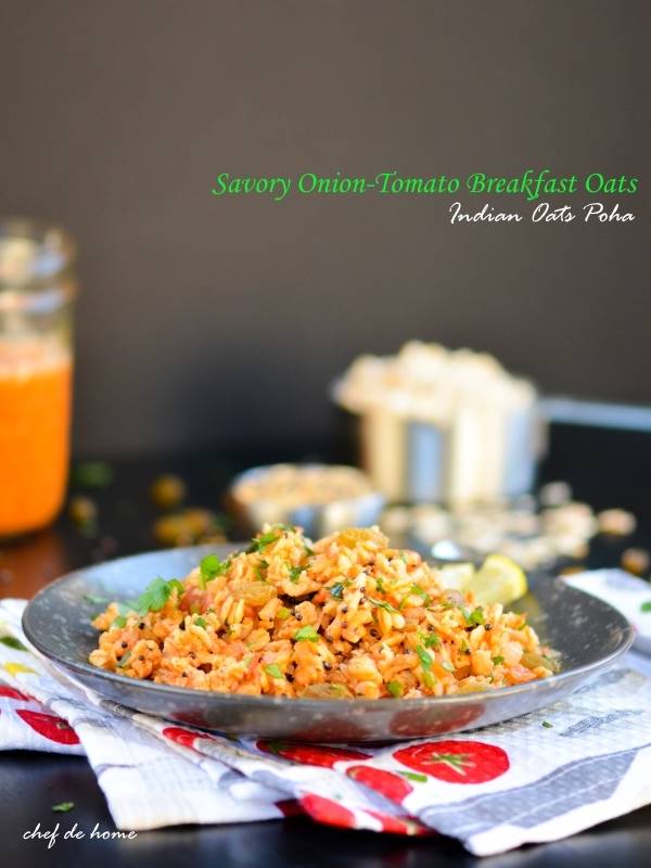 Savory OnionTomato Breakfast Oats Indian Oats Poha Recipe
