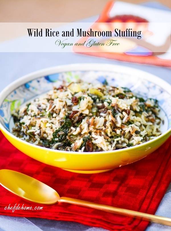 Wild Rice, Kale and Mushroom Stuffing - Vegan and Gluten Free