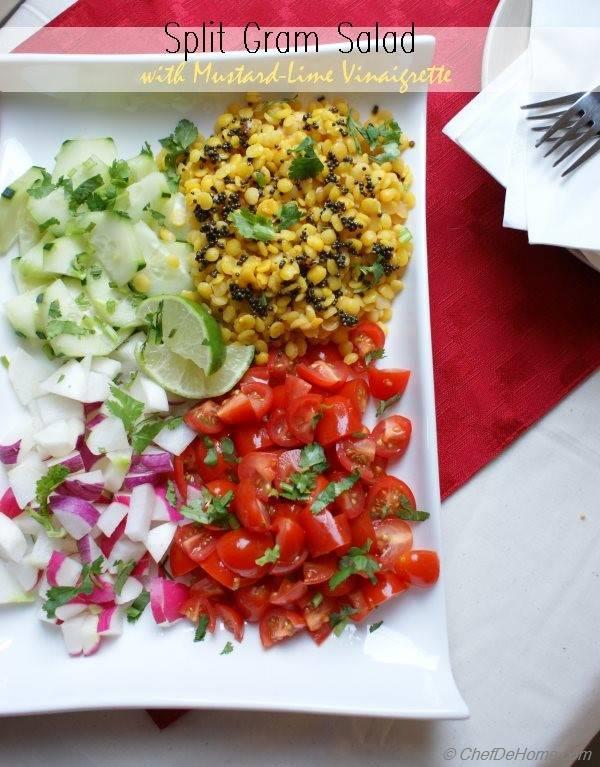 Split Gram Garden Salad with Mustard-Lime Vinaigrette