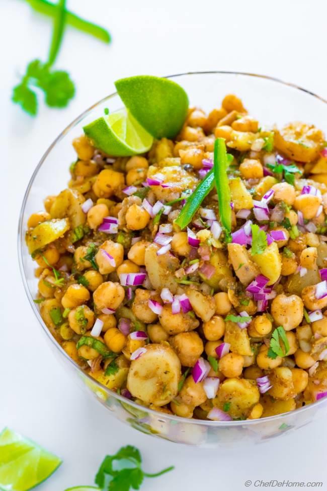 Potato Chickpea Salad Aloo Chana Chaat Recipe Chefdehome Com