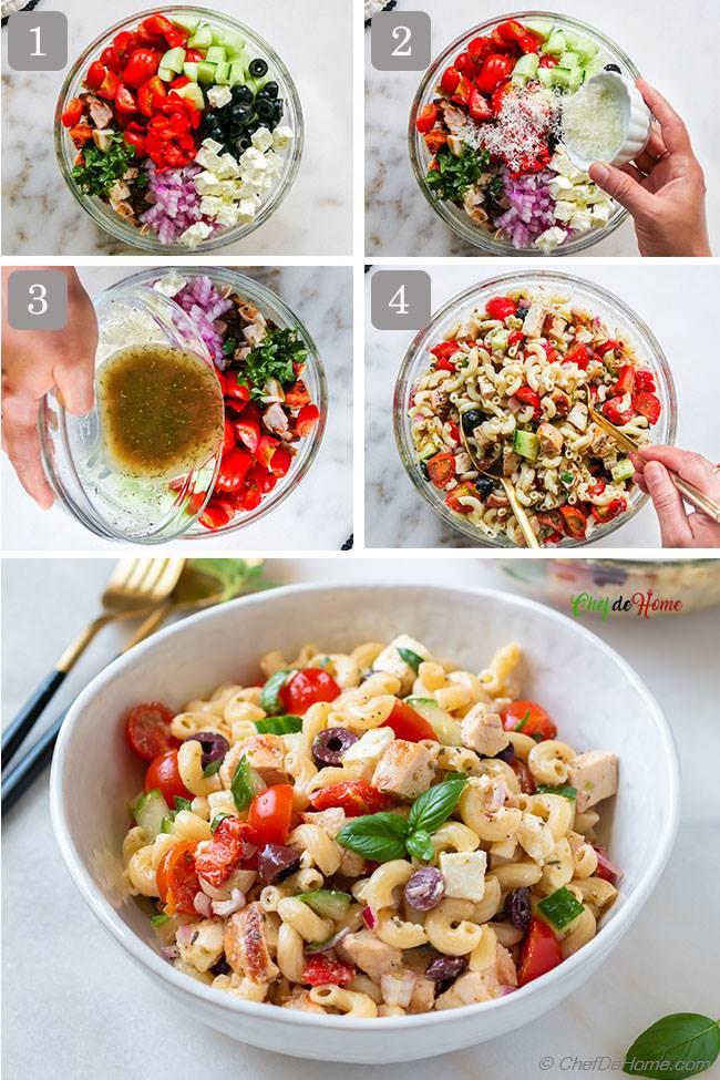 Italian Chicken Pasta Salad Assembly