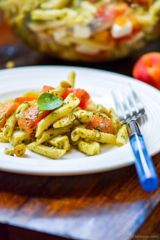Mezze Penne Caprese Pasta Salad With Pesto Vinaigrette Recipe