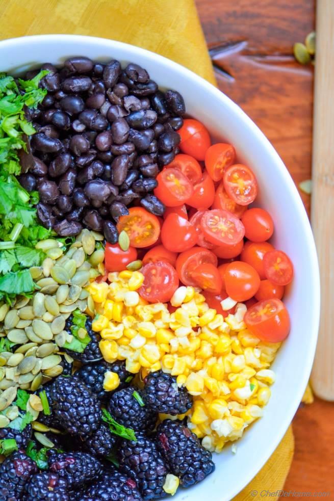 Mexican Black Bean and Berry Salad with Avocado Lime Dressing Recipe