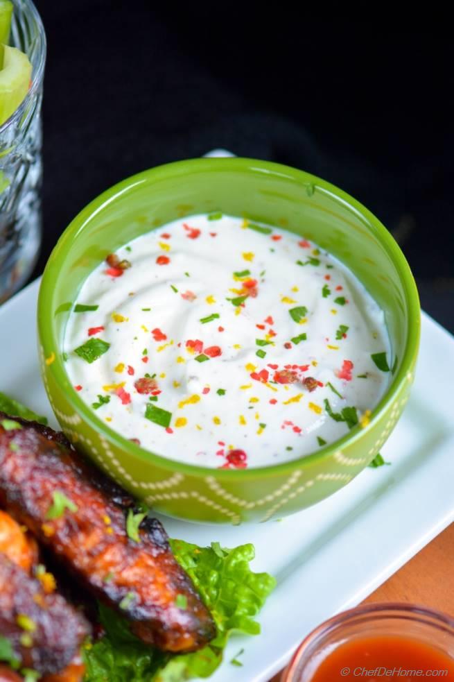 Honey Tangerine Buffalo Chicken Wings with Yogurt Ranch Dip Recipe
