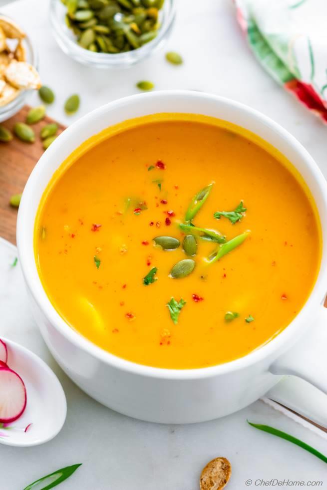Thai Butternut Squash Soup with Coconut Milk (Creamy, Spicy) Recipe