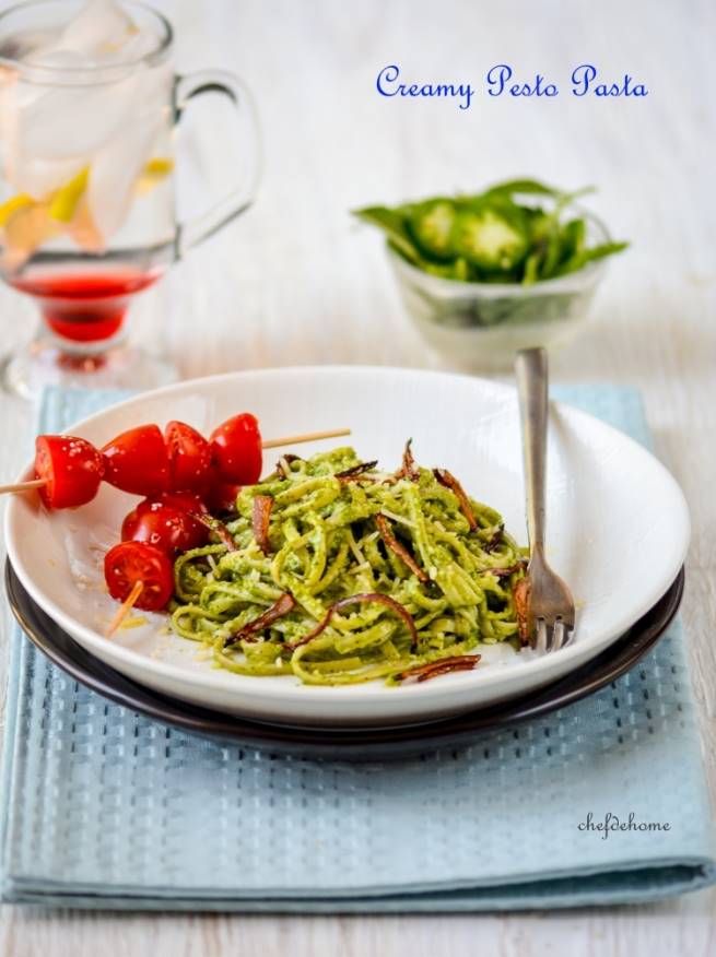 Creamy Pesto Pasta Recipe | ChefDeHome.com