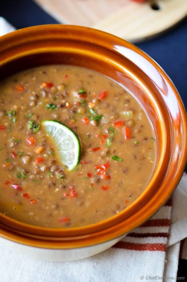 Easy Vegan French Lentils Soup in Pressure Cooker Recipe