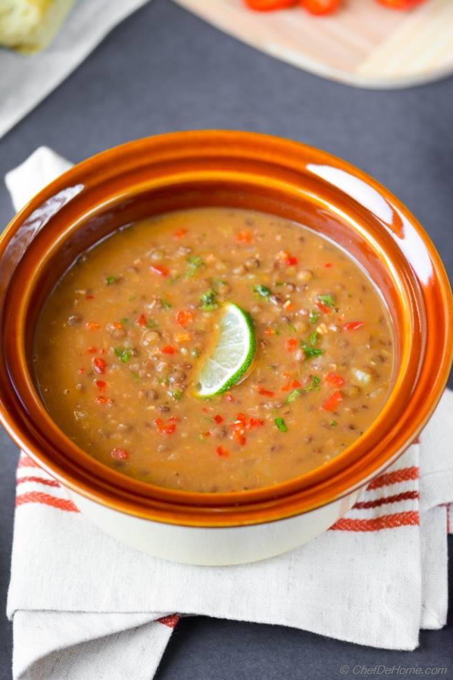 Easy Vegan French Lentils Soup in Pressure Cooker Recipe
