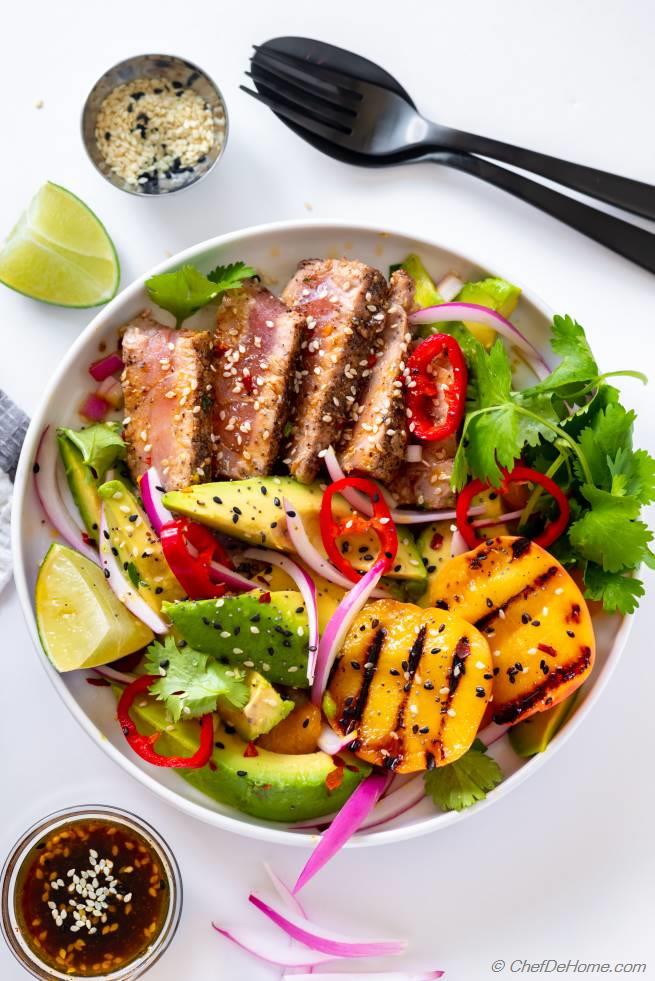 Grilled Tuna Steak Salad Recipe | ChefDeHome.com
