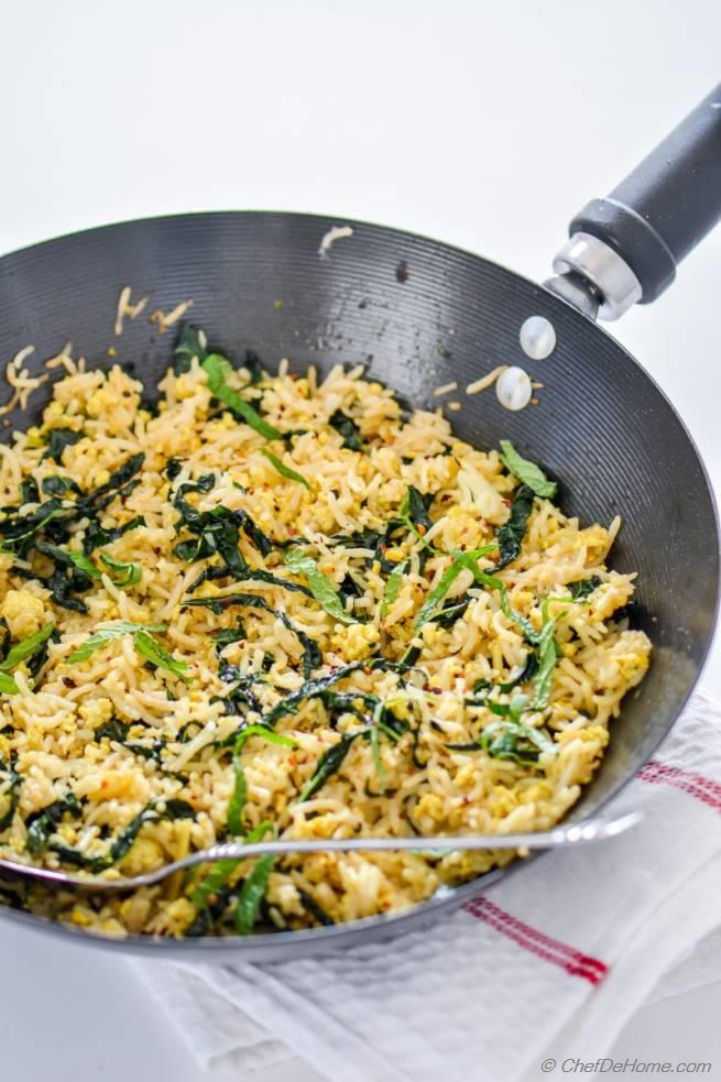 Vegan Tofu Scramble Kale Fried Rice Recipe