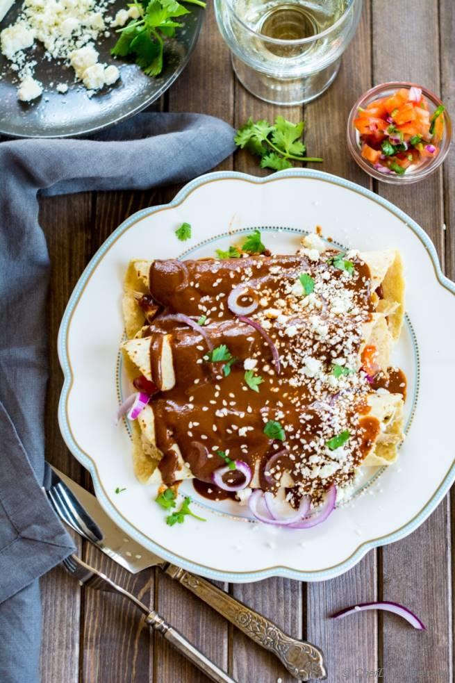 Mole Chicken Enchilada with Homemade Mole Sauce Recipe