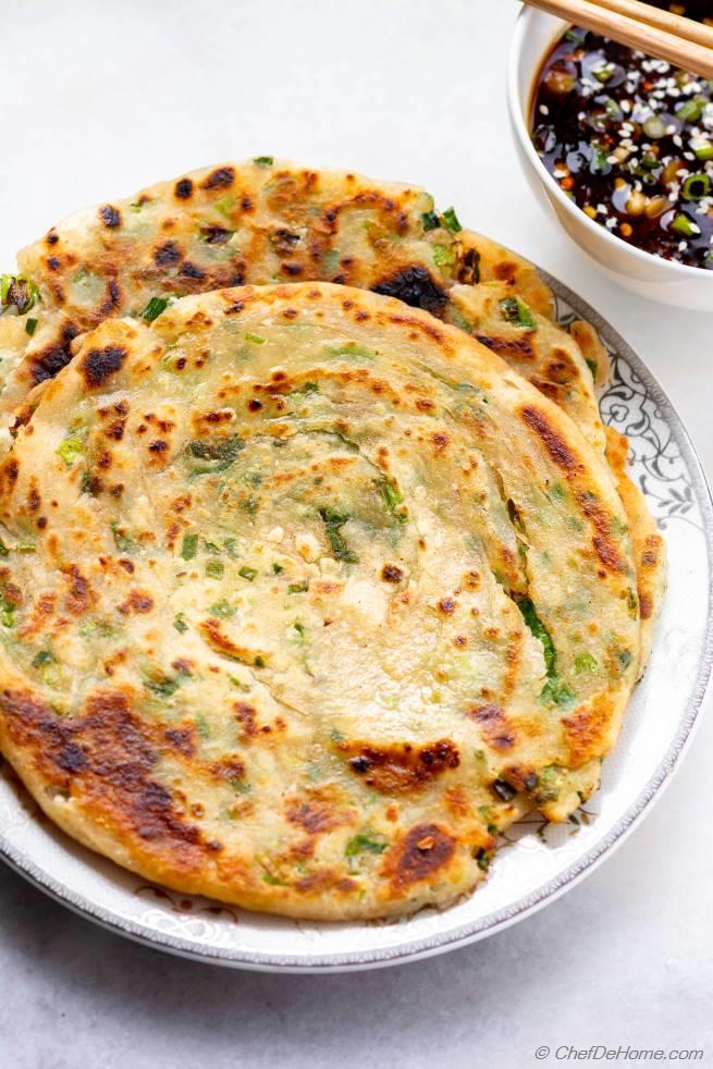 Scallion Pancake with Ginger Dipping Sauce Recipe