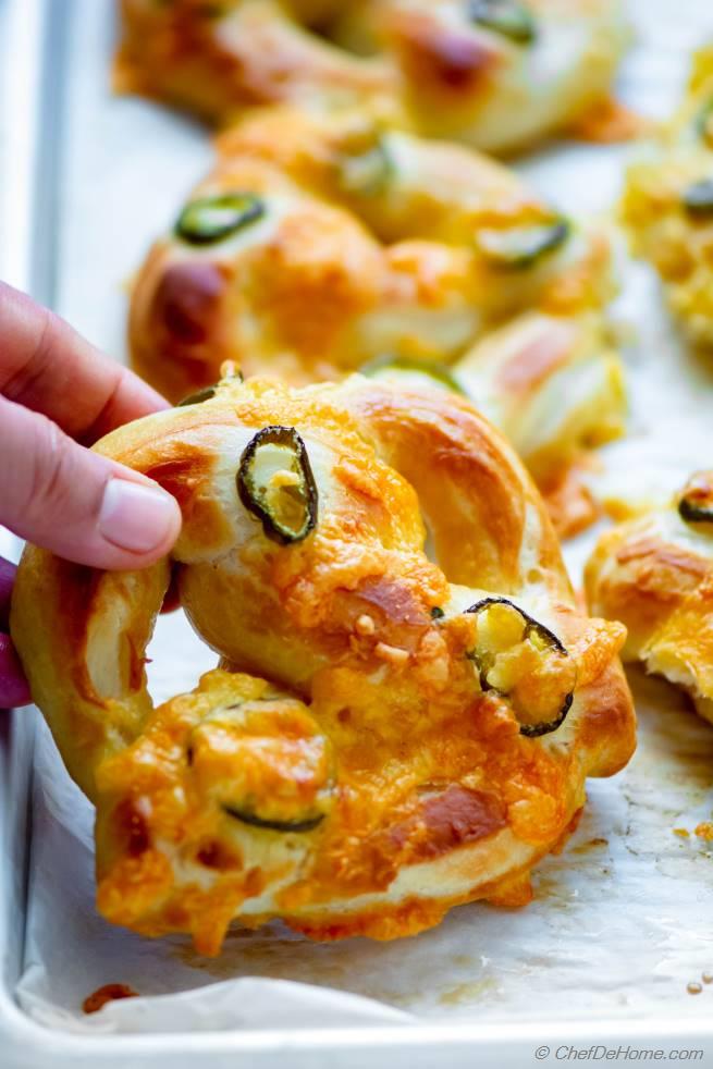 Jalapeno Cheddar Cheese Soft Pretzels Recipe