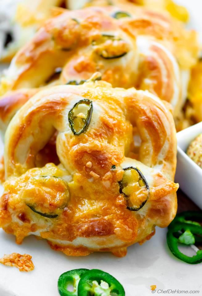 Jalapeno Cheddar Cheese Soft Pretzels Recipe