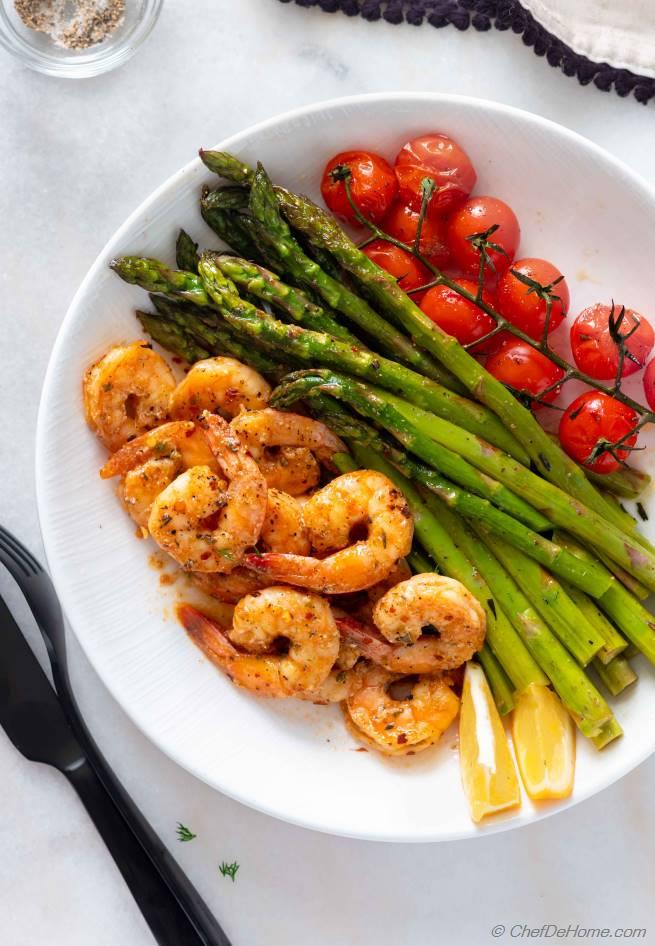 Roasted Garlic Shrimp and Asparagus Recipe | ChefDeHome.com