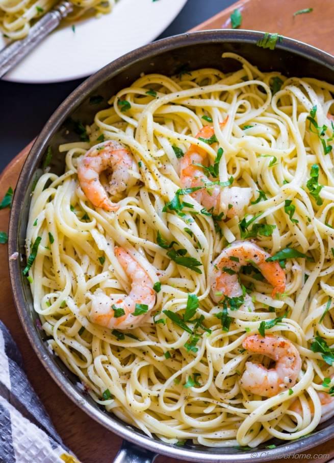 Garlic Shrimp Scampi Linguine Recipe  ChefDeHome com