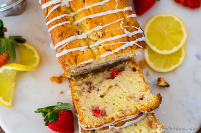 Lemon Strawberry Pound Cake Recipe | ChefDeHome.com