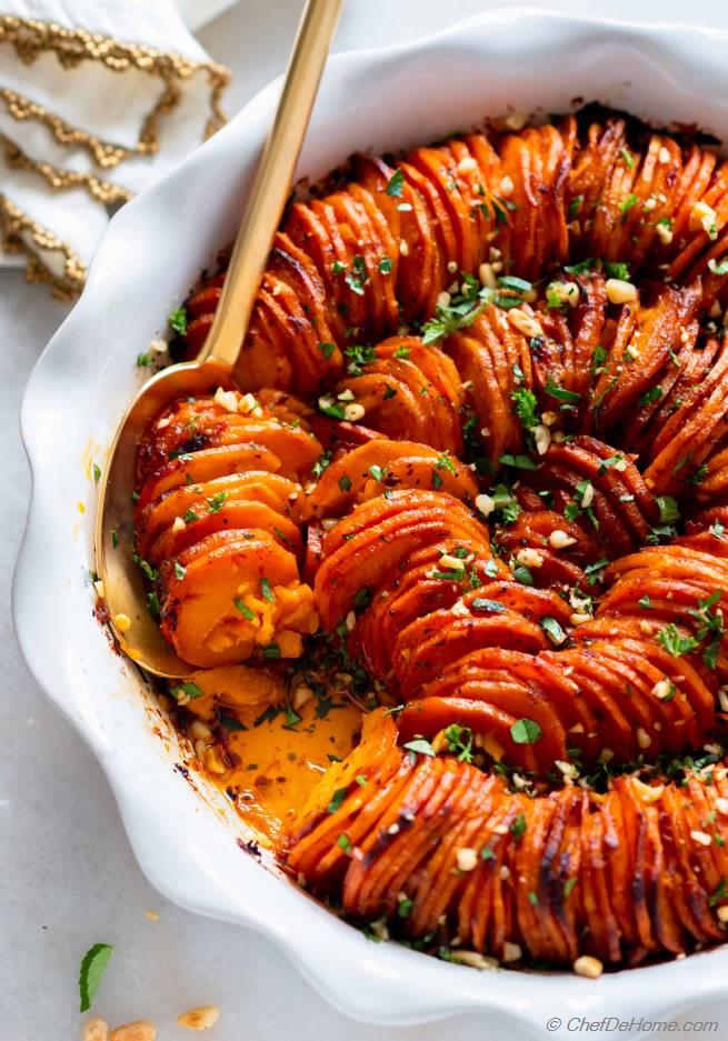 Hasselback Sweet Potatoes Casserole with Chipotle Recipe | ChefDeHome.com