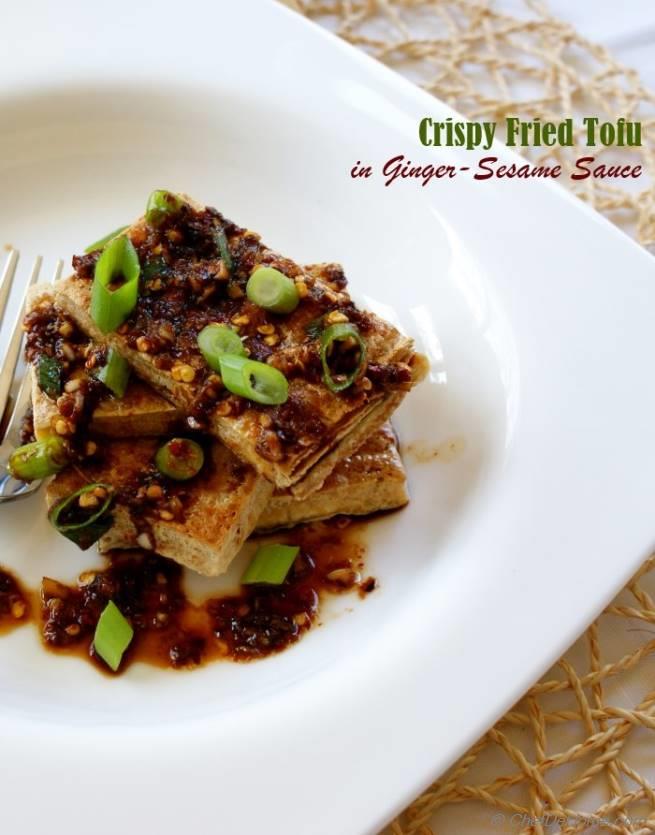 Crispy Fried Tofu with Ginger-Sesame Sauce Recipe | ChefDeHome.com