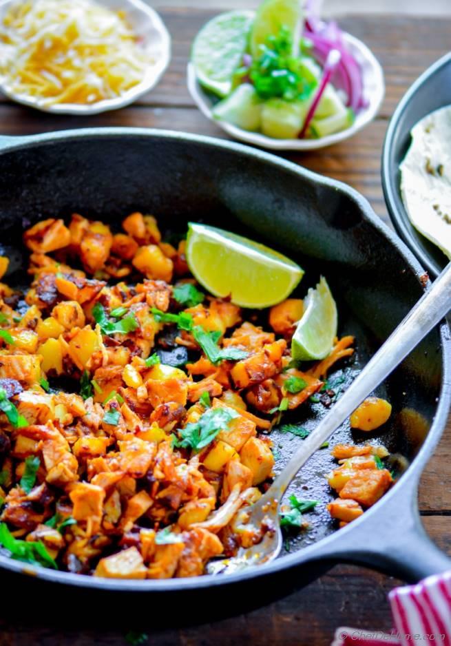 Leftover Turkey Chipotle Potato Hash Tacos Recipe